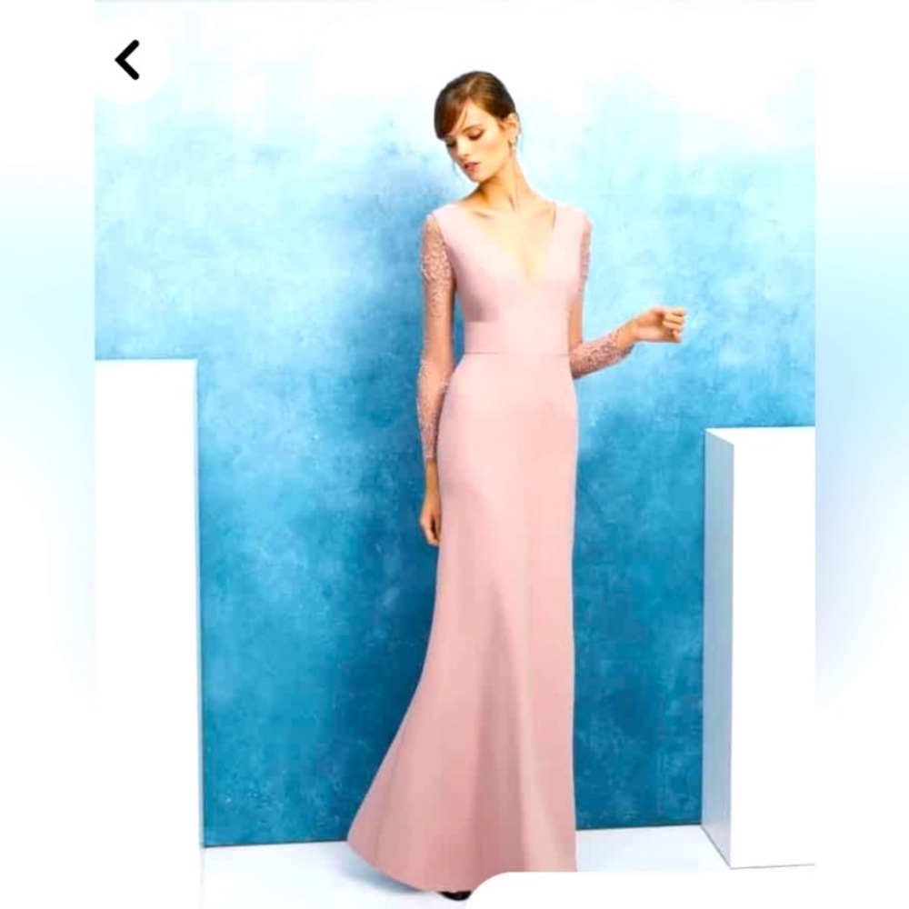 $865 Aire Barcelona Evening Maxi Dress/Gown Lace Nude Size US8